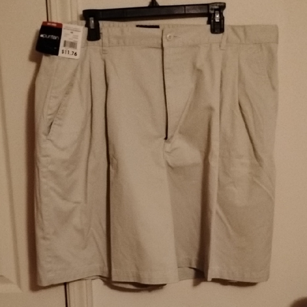 Puritan Beige Pleated Front Shorts
